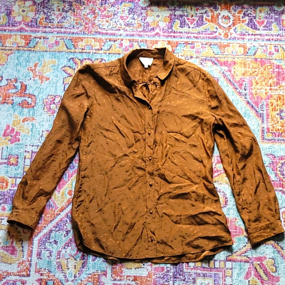 Sezane Ann Shirt silk jacquard hazel